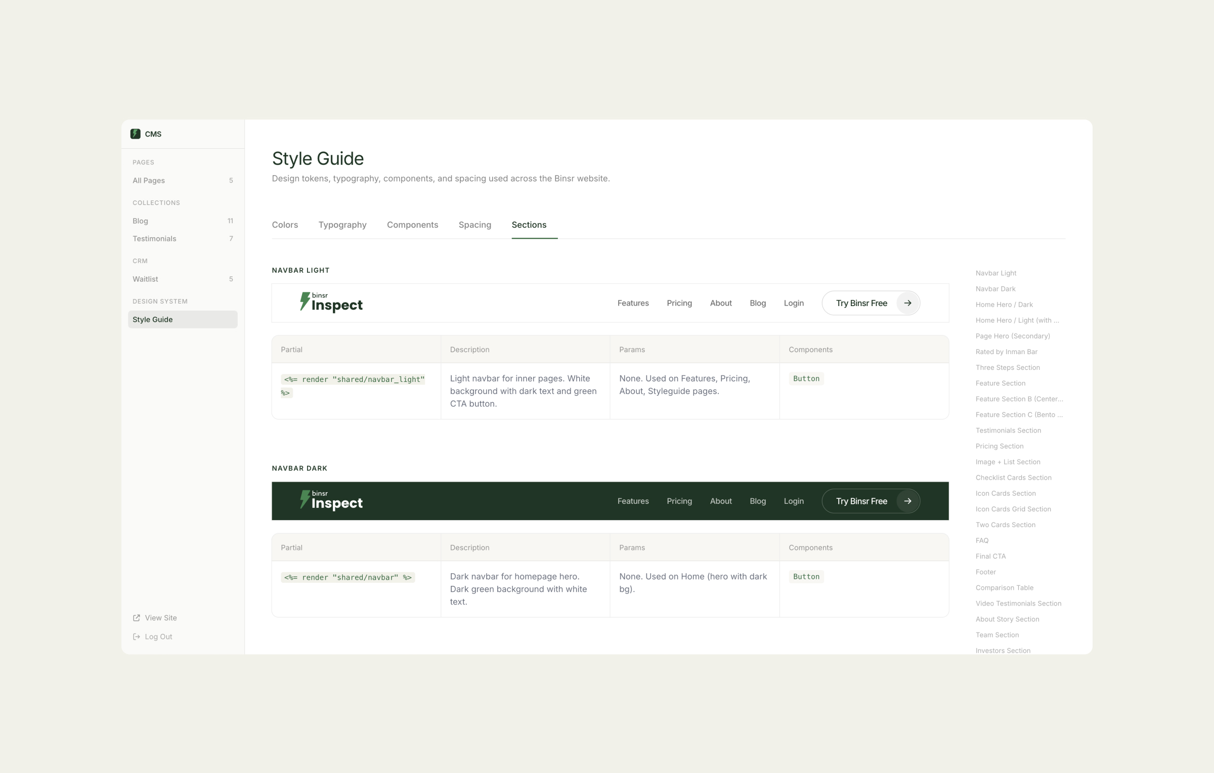 Design System: Sections