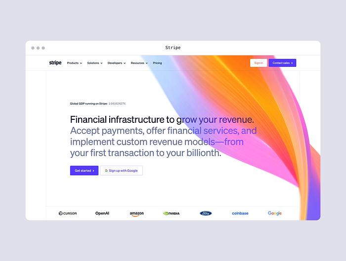 Stripe's hero headline and what changed
